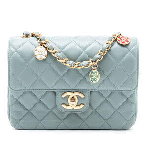 Pre-Loved Chanel Mini Square Classic Lambskin Casino Royale Charms Single Flap